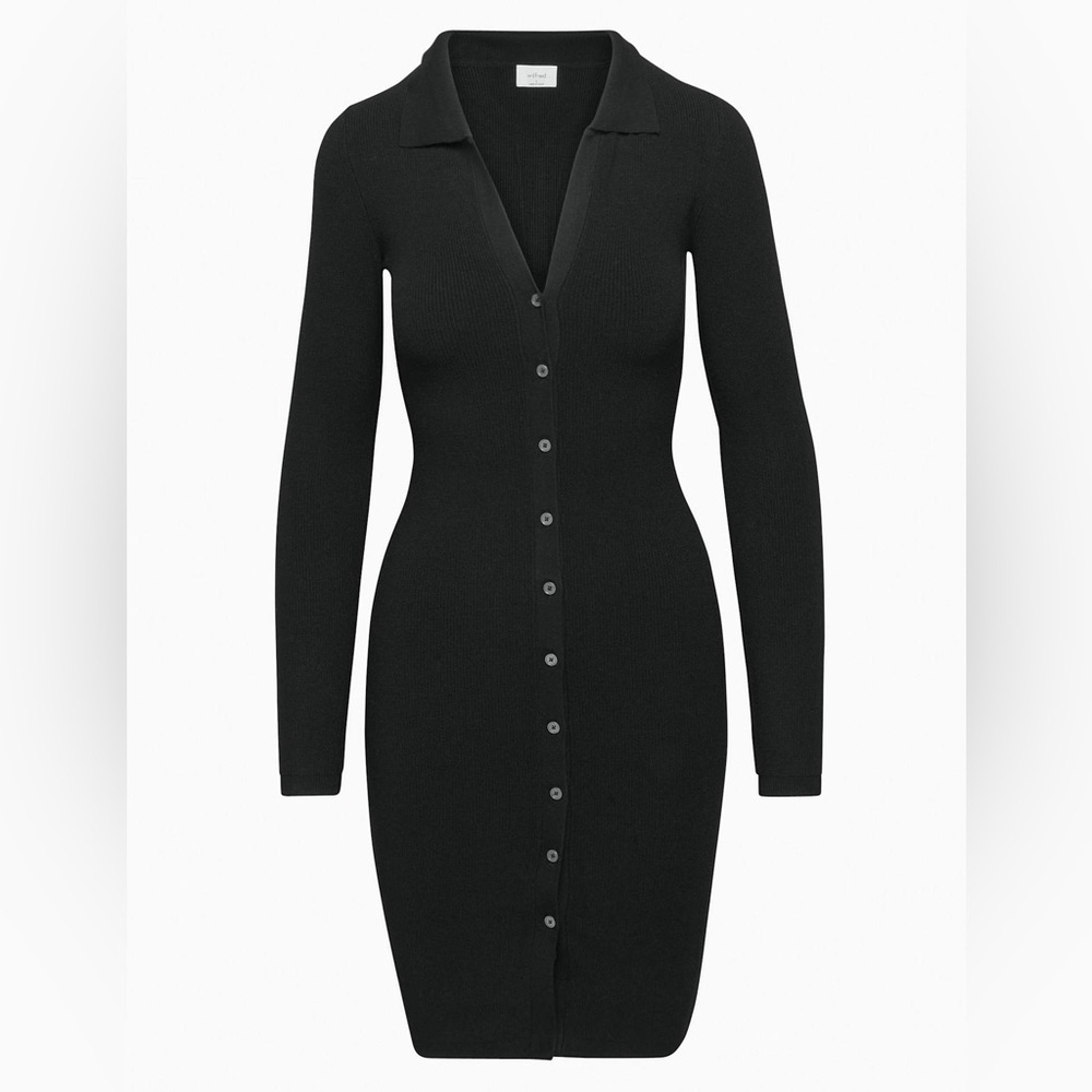 WILFRED ARITZIA Cove Black Sweater Button Down Dress - Picture 10 of 12